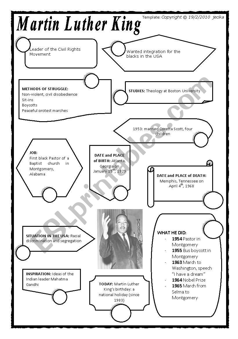 martin luther king worksheet