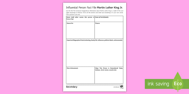 Martin Luther King Facts Worksheet / Worksheet - Twinkl