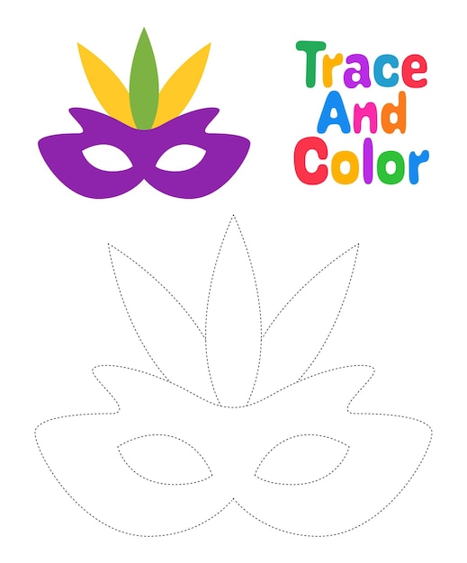 Premium Vector | Carnival Mask tracing worksheet for kids