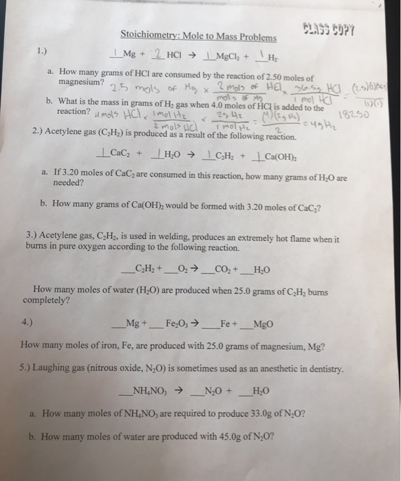 mass mass problems worksheet