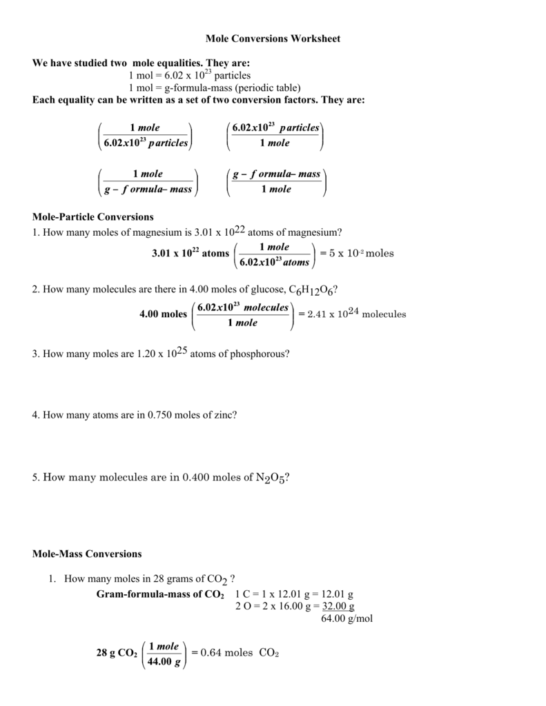 Mass To Molecules Conversion Worksheet With A Key Amped Up, 53% OFF