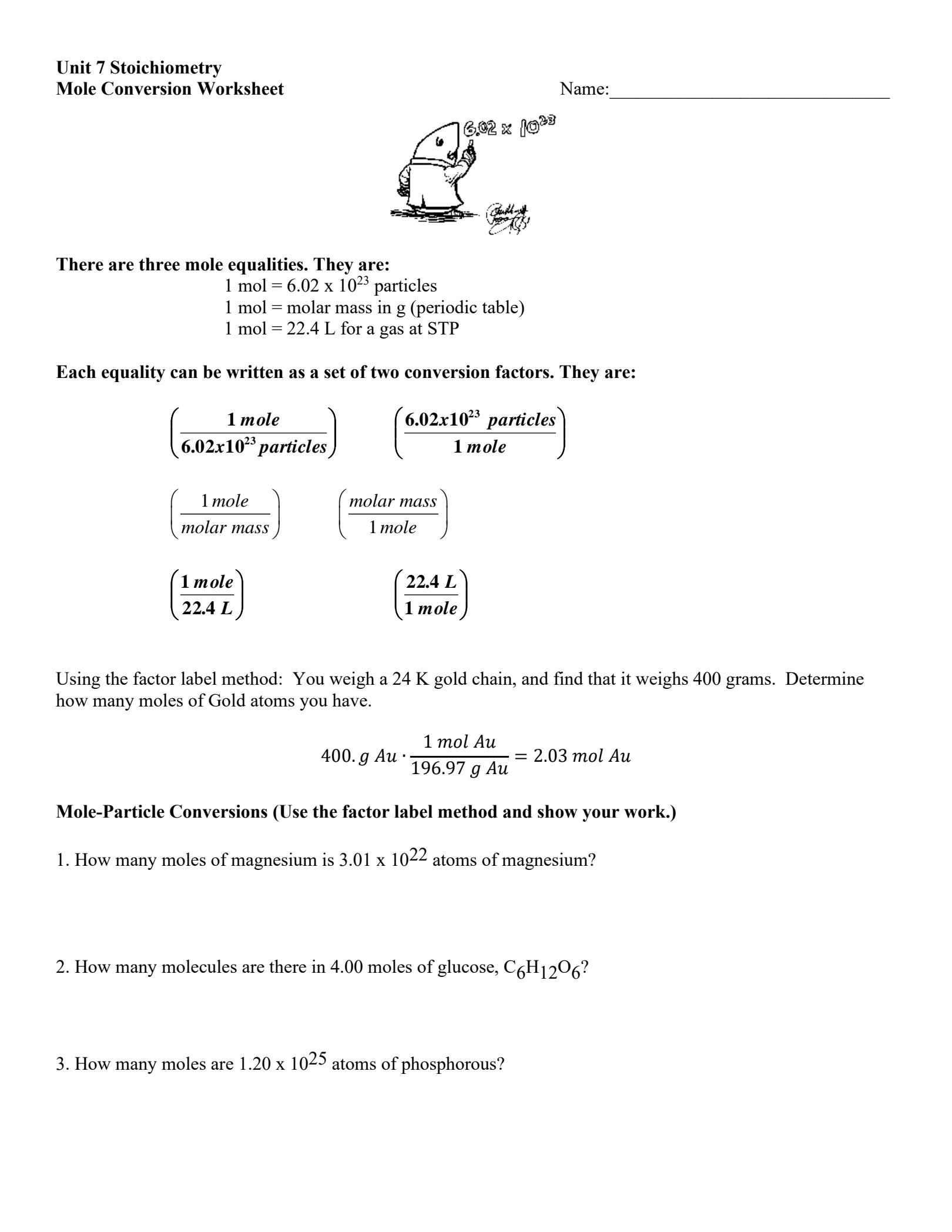 mass to mass conversions worksheet