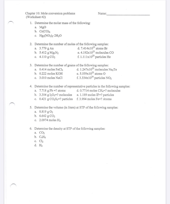 mass to mass conversions worksheet