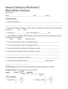 mass to moles worksheet