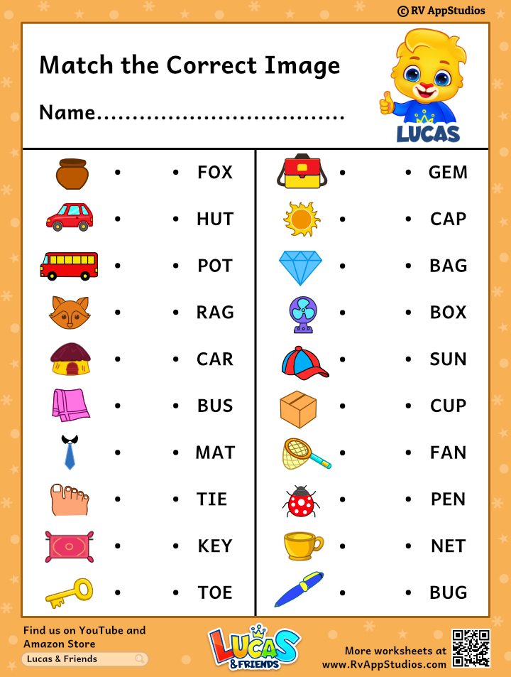 match word to picture worksheet