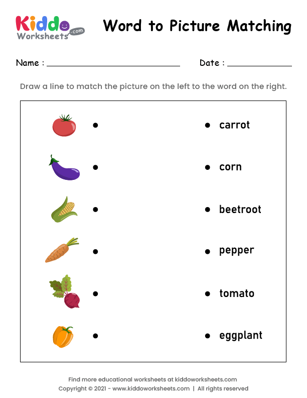 match word to picture worksheet