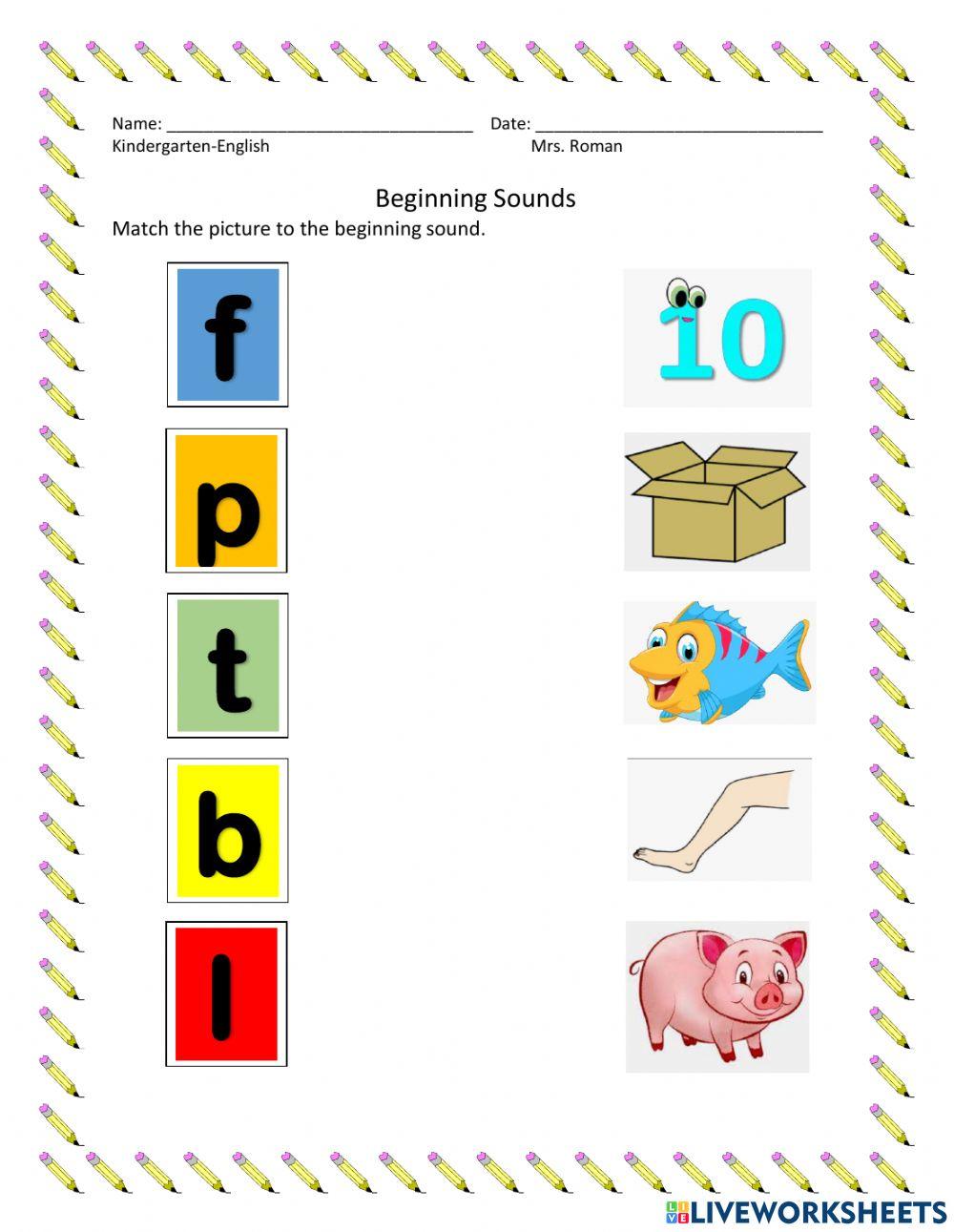 Beginning Sounds Worksheets Initial Sound Matching Activity EASY FUN Beginning Sounds Worksheets Initial Sound Matching Activity EASY FUN