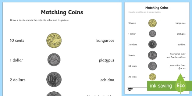 Matching Coins Worksheet / Worksheet (teacher made) - Twinkl