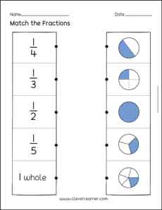 matching fractions worksheet