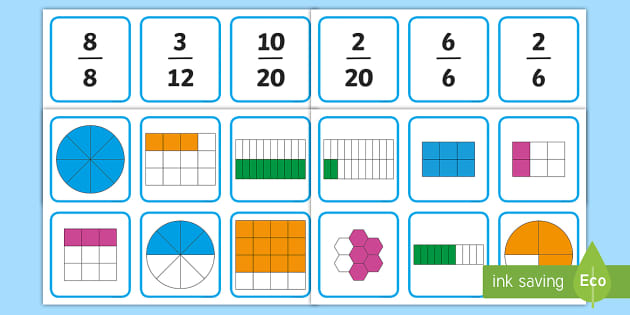 Fractions Cards - Matching Activity (teacher made) - Twinkl