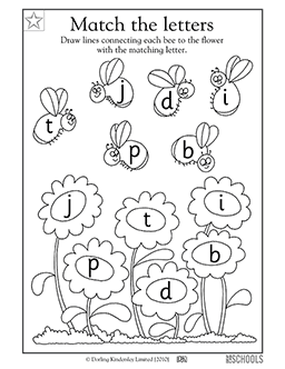 Matching letters: bees | Kindergarten, Preschool Reading Worksheet ...
