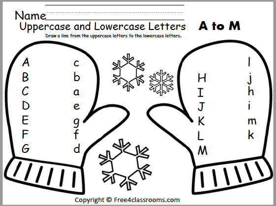 Free Winter Alphabet Matching Worksheet (A to M) - Free ...