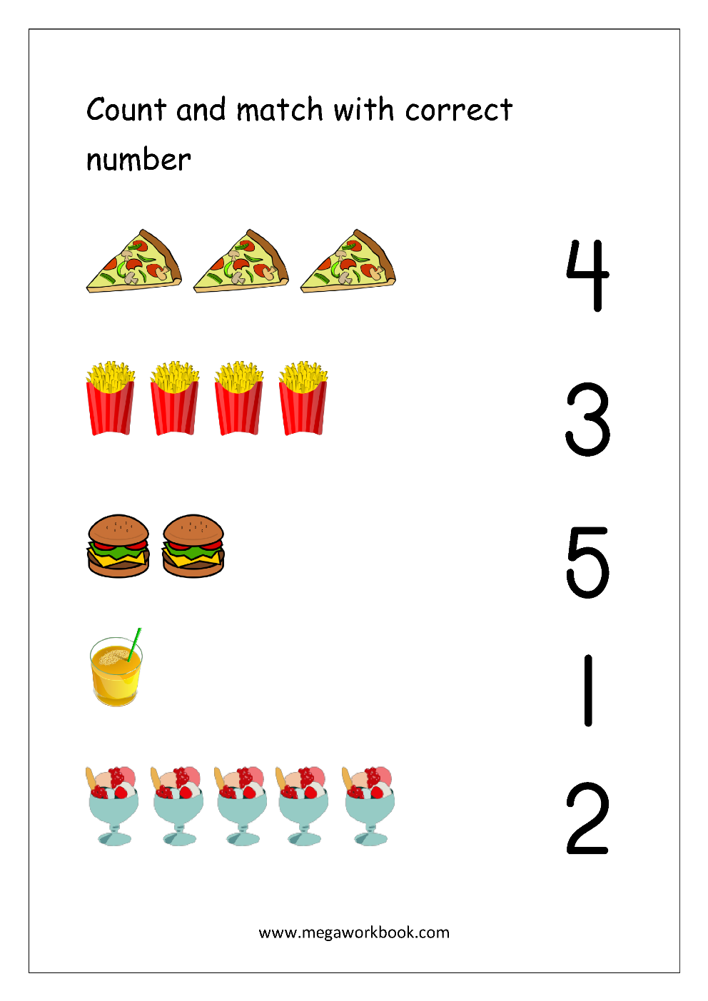 matching numbers 1 5 worksheet kindergarten