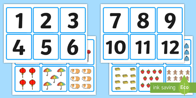 Childrens Number Matching Cards - Printable - Teaching Tool