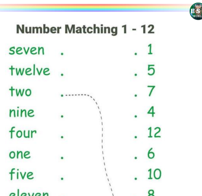 Matching Numbers Worksheet - Muxi ESL World