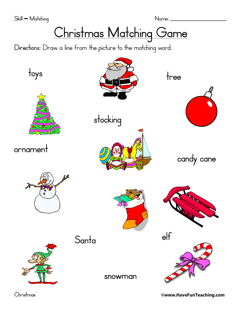 matching pictures worksheet