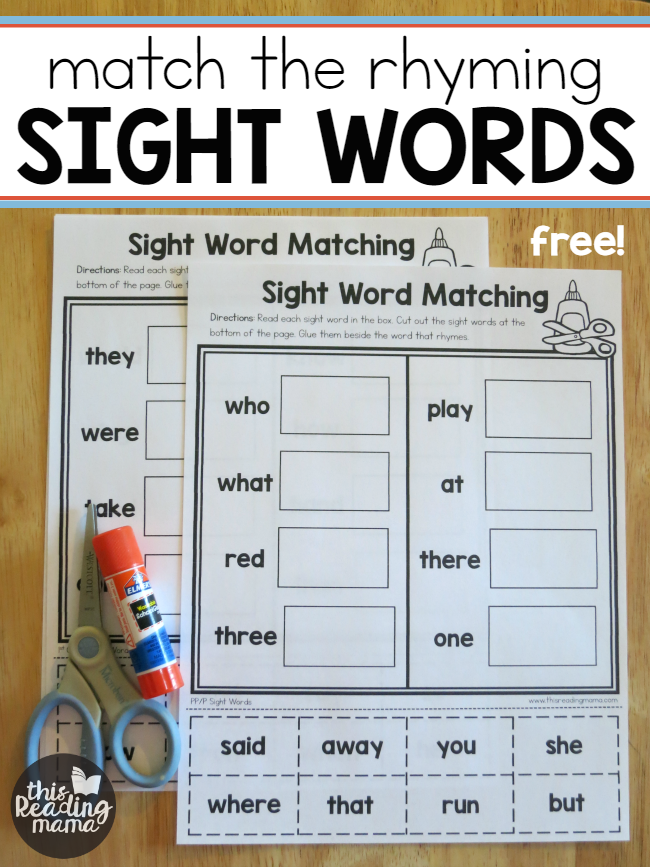 matching rhyming pictures worksheet