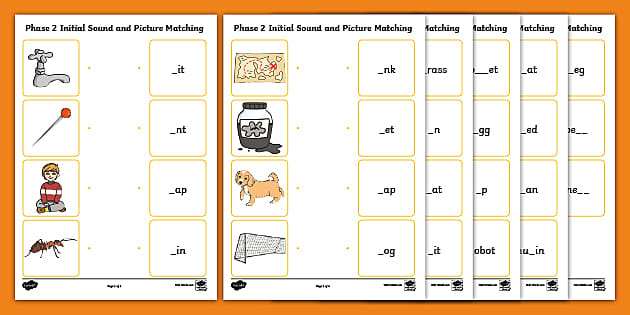 Phonics Matching Sounds Worksheets - Phase 2 Resource