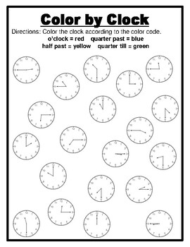 Clocks and Telling Time Activities Roll and Color Clock Matching ...