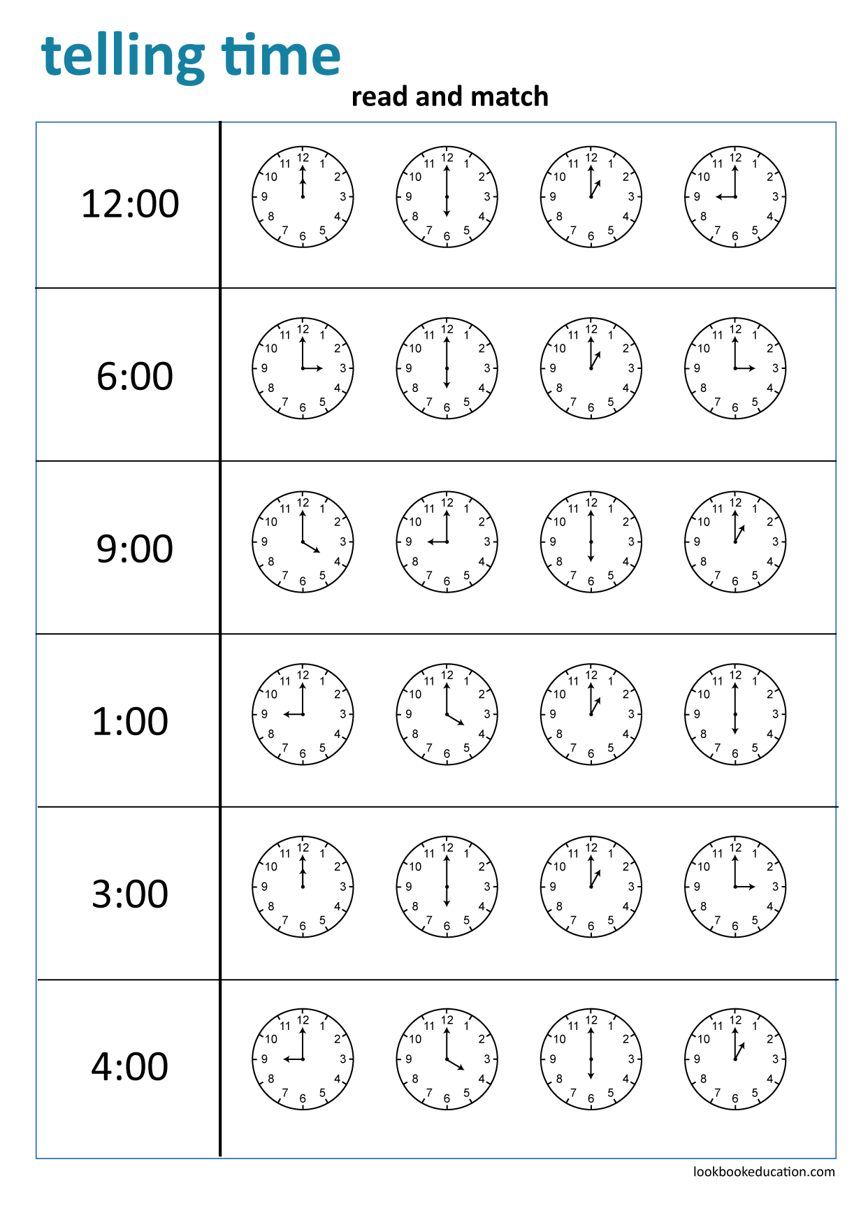 Worksheet Telling Time - Lookbook Education