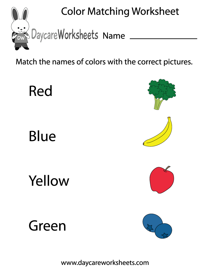 matching worksheet for preschool