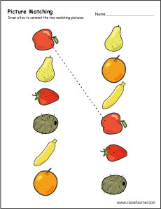 matching worksheet for preschool
