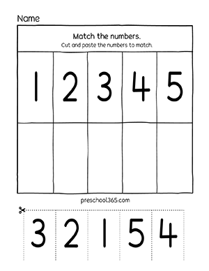 matching worksheet for preschool