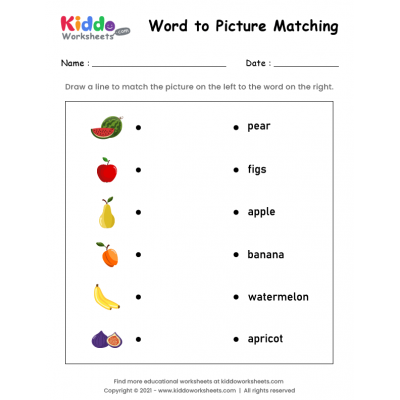 matching worksheet for toddlers