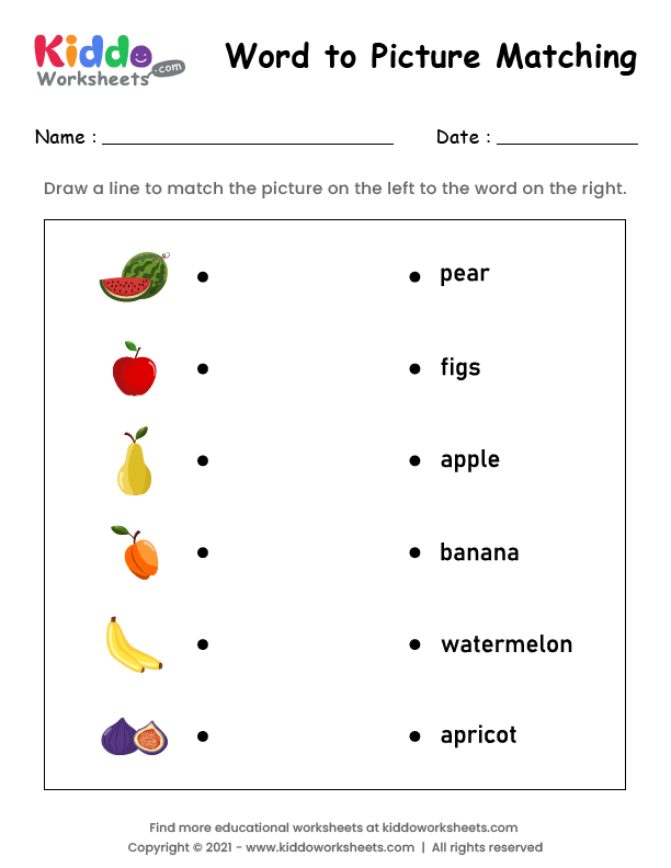 Free Printable Matching Words to Pictures 1 Worksheet ...