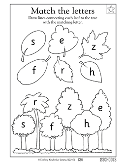 Matching letters: trees | Kindergarten, Preschool Reading ...