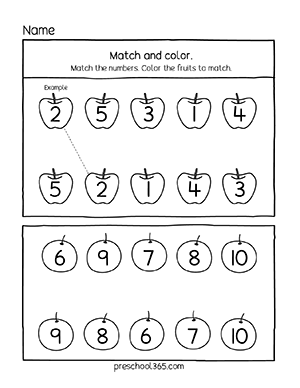 Quality number matching activity worksheets for preschoolers ...