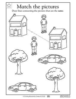 Match the pictures | Preschool Reading Worksheet | GreatSchools