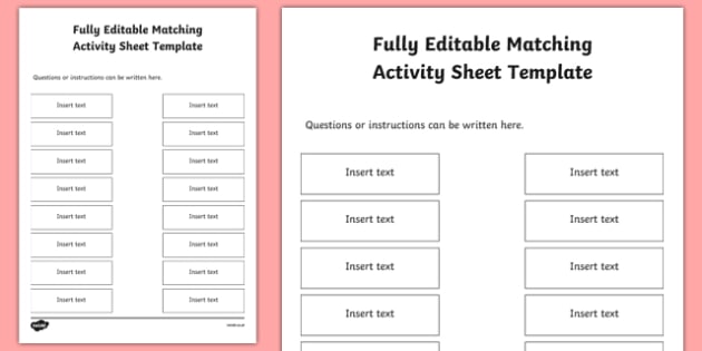 Fully Editable Matching Worksheet Template | Worksheet