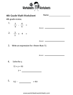4th Grade Math Worksheets | Worksheets Worksheets
