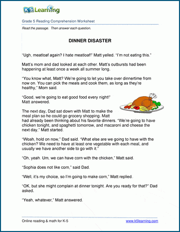 Grade 5 Reading Comprehension Exercises | Worsheets library