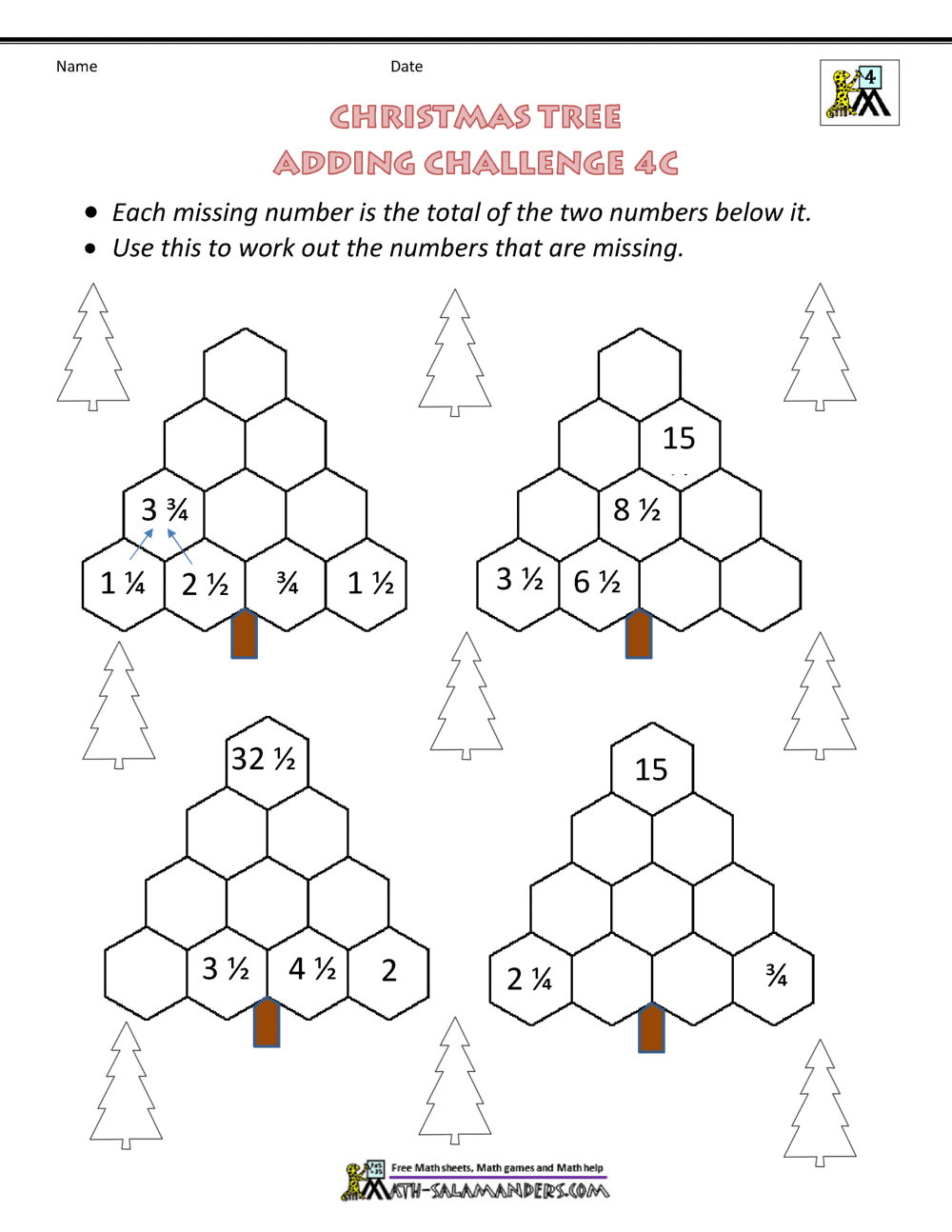 Math Christmas Activities 4th Grade