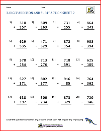 3 Digit Addition and Subtraction Worksheets