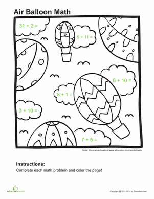math addition coloring worksheet