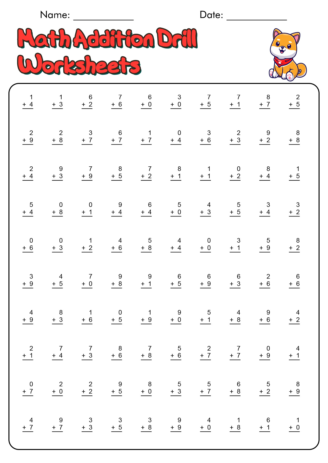 18 1 Minute Timed Addition Worksheets - Free PDF at worksheeto.com