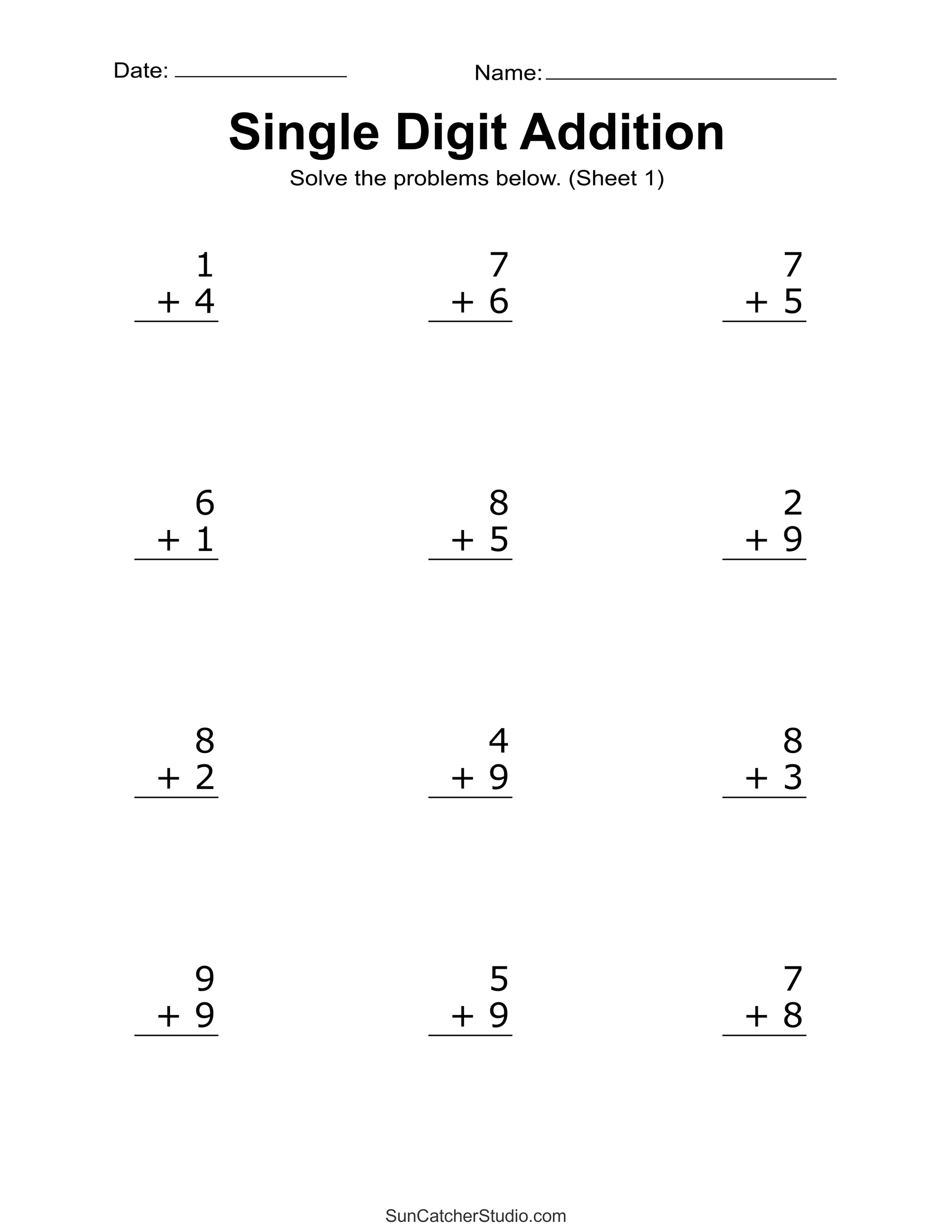 Addition Worksheets (Free Printable Easy Math Problems) - DIY ...