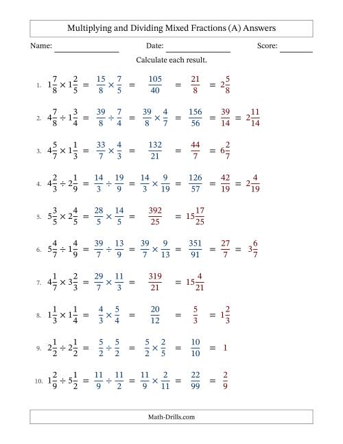 Multiplying and Dividing Two Mixed Fractions with Some Simplifying ...