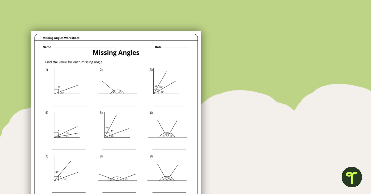 math angle worksheet