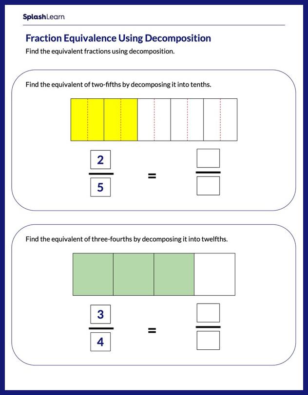 Create Equivalent Fractions using Area Model - Math Worksheets ...