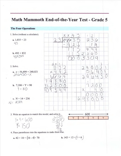 math assessments printable
