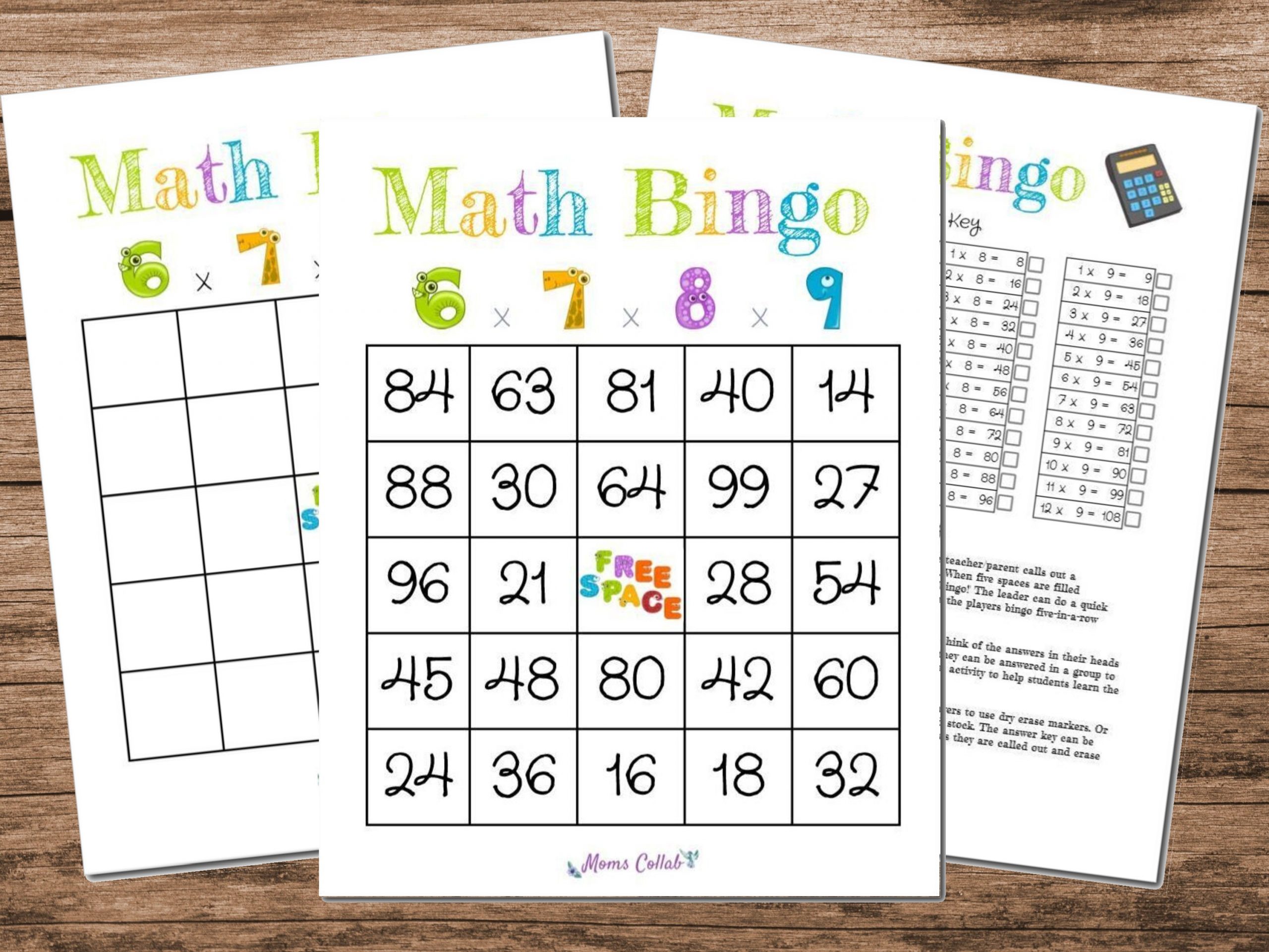 Math Bingo Cards to Download, Print and Customize!