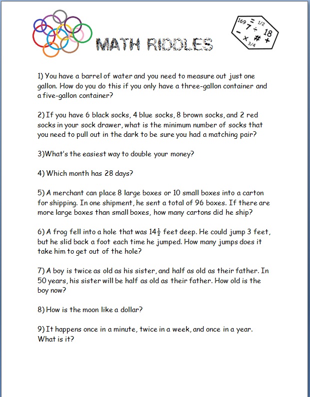 Math Should Never Be Boring! More Math Brain-Teasers (Free ...