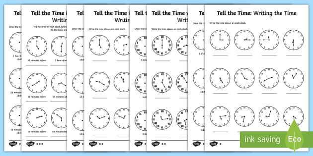 Year 3 Tell and Write the Time Maths Worksheets - Twinkl