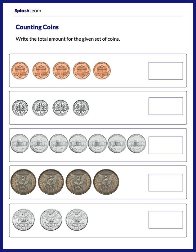 Guess the Amount Using Same Types of Coins - Math Worksheets ...