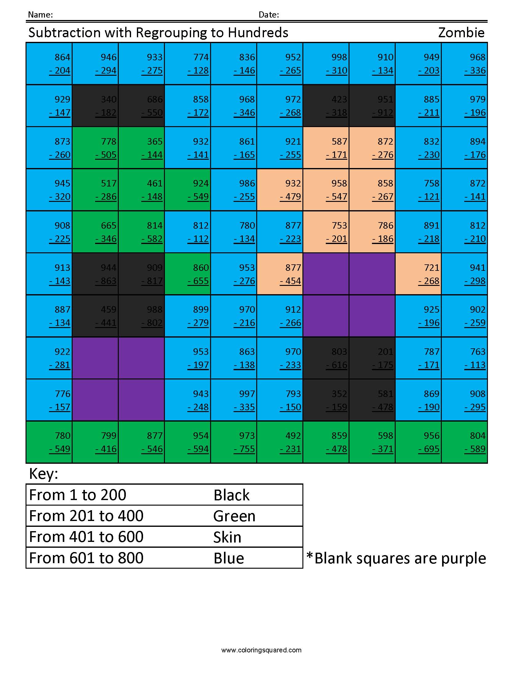 3rd Grade Math - Coloring Squared