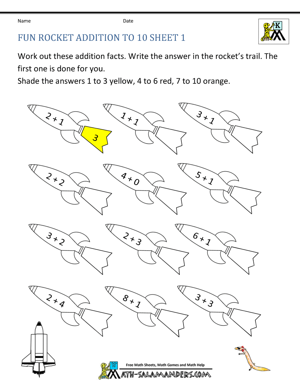 math coloring worksheet for kindergarten